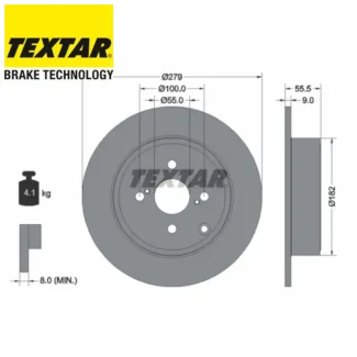 Kočioni diskovi zadnji par 1.4D/1.8/2.0D TOYOTA COROLLA 01-07 TEXTAR