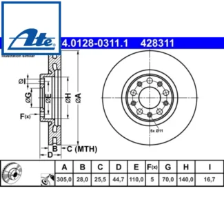 Kočioni diskovi prednji par ALFA ROMEO GIULIA 10-15 ATE