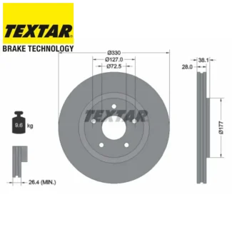 Kočioni diskovi prednji par 2.0D-4.0 CHRYSLER GRAND VOYAGER 06-19 TEXTAR