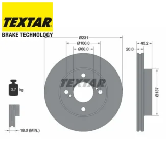 Kočioni diskovi prednji par 1.0/1.2 SUZUKI CELERIO IGNIS III 03-19 TEXTAR