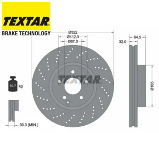 Kočioni diskovi prednji par 1.6-3.5 MERCEDES C E 07-19 TEXTAR