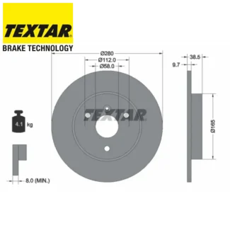 Kočioni diskovi prednji par SMART FORTWO 0.7-Electric 04-19 TEXTAR