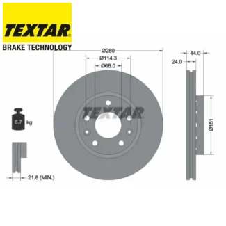 Kočioni diskovi prednji par Dacia Duster Renault Arkana Captur 03-19 TEXTAR