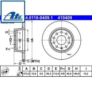 Kočioni diskovi zadnji par AUDI Q2 CUPRA ATECA SEAT ATECA SKODA KAROQ 03-19 ATE