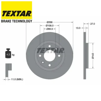 Kočioni diskovi prednji par CITROEN BERLINGO C2 C3 C4 PEUGEOT 301 96-19 TEXTAR