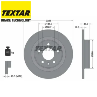 Kočioni diskovi zadnji par 1.5-2.0D OPEL INSIGNIA B 03-19 TEXTAR