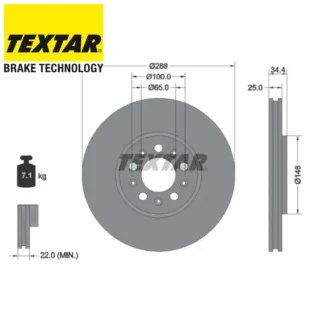 Kočioni diskovi prednji par AUDI A1 A3 SEAT CORDOBA IBIZA LEON SKODA FABIA 09-19 TEXTAR