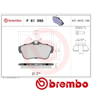 Kočione pločice zadnje CITROEN JUMPY II FIAT SCUDO PEUGEOT PARTNER 1.6D 02.06- Brembo