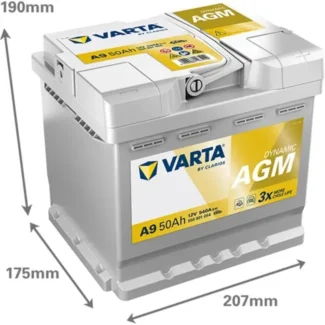 Akumulator Varta A9 12V 50Ah 540A Dynamic AGM desno+