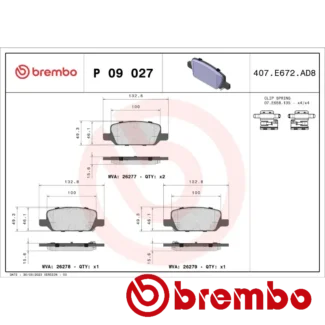 Kočione pločice zadnje TESLA MODEL 3 MODEL Y Electric 01.17- Brembo