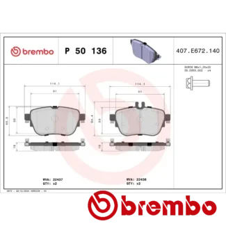 Kočione pločice zadnje MERCEDES CLS E E ALL-TERRAIN 1.5-2.0H 01.16- Brembo