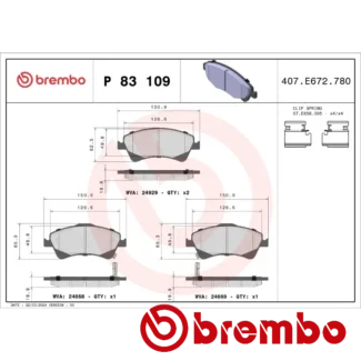 Kočione pločice prednje TOYOTA AURIS AVENSIS COROLLA 1.6-2.2D 10.06-10.18 Brembo