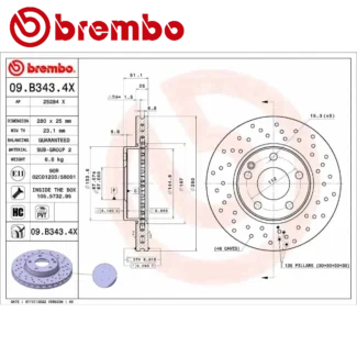 Kočioni diskovi prednji par MERCEDES A B SPORTS TOURER CLA 11-03 BREMBO