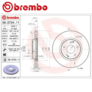 Kočioni diskovi prednji par 1.5-2.2D SSANGYONG ACTYON II KORANDO 11-19 BREMBO
