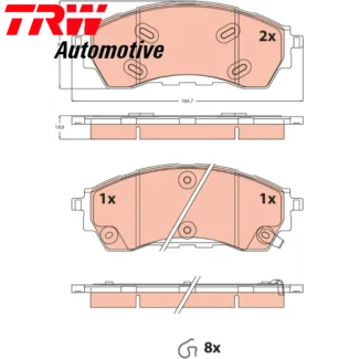 Kočione pločice prednje 2.0D 3.2D Ford Ranger TRW