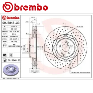Kočioni diskovi prednji par 3.0H MERCEDES AMG GT C C205 E W213 GLC C253 12-19 BREMBO