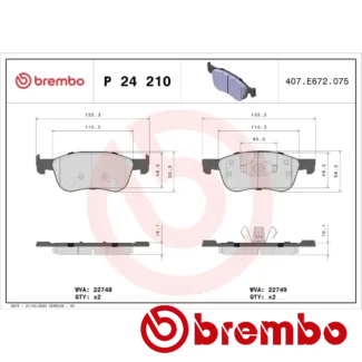 Kočione pločice prednje FORD FIESTA VII 1.0D 05-17 Brembo