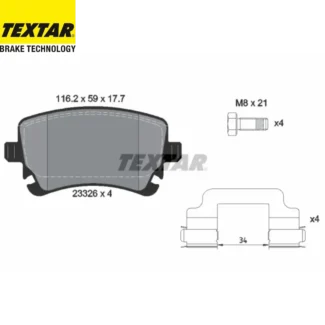 Kočione pločice zadnje Audi A6 Bentley Continental 03-06 Textar