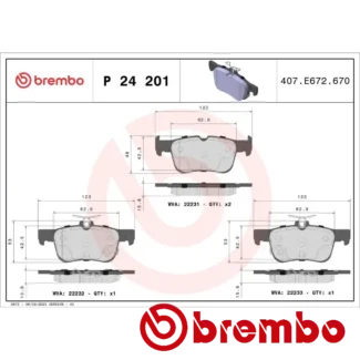 Kočione pločice zadnje FORD GALAXY III KUGA II MONDEO V 2.0 TDCI 09-15 Brembo