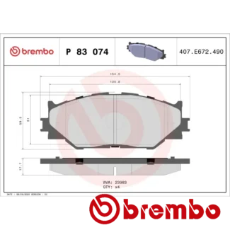 Kočione pločice prednje LEXUS IS II-III 2.2D-3.5 08-20 Brembo