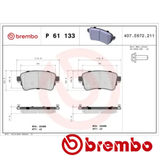 Kočione pločice zadnje CITROEN JUMPY III 1.5D FIAT SCUDO 1.5D OPEL VIVARO C 1.5D 02.16- Brembo