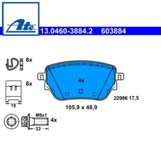 Kočione pločice zadnje Mercedes A B CLA 1.3-2.0H 18- ATE