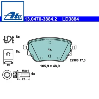 Kočione pločice zadnje Mercedes A B CLA 18- ATE