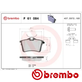 Kočione pločice zadnje CITROEN Berlingo 1.6 HDI 02-20 Brembo