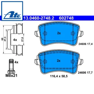 Kočione pločice zadnje Audi A4 A5 Q5 10-17 ATE