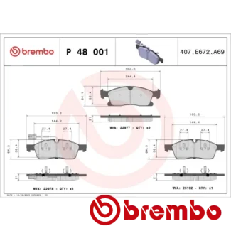 Kočione pločice prednje MASERATI LEVANTE 3.0b 3.0D 06-16 Brembo