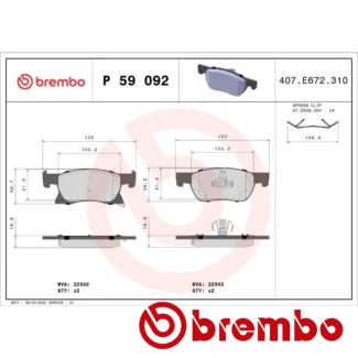 Kočione pločice prednje OPEL ASTRA K 1.0-1.6D 06-15 Brembo