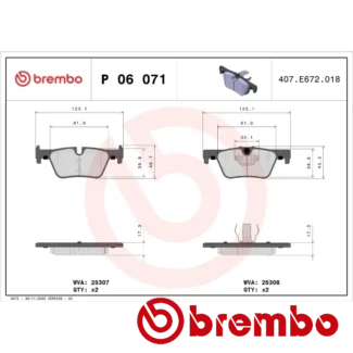 Kočione pločice zadnje BMW 1 F20 F21 2.0 HDI 09-15 Brembo
