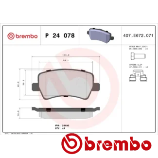Kočione pločice zadnje VOLVO S60 II S80 II V70 III 2.0 D 03-18 Brembo