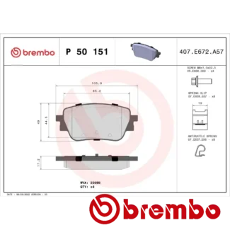 Kočione pločice zadnje MERCEDES A-B-CLA-GLA-GLB 1.3-2.0H 18- Brembo