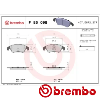 Kočione pločice prednje AUDI A4 A5 A6 1.8-4.2 07-18 Brembo
