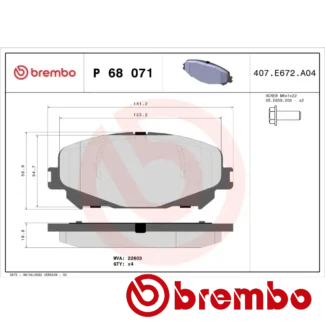 Kočione pločice prednje MITSUBISHI ASX RENAULT CAPTUR II 1.0-Electric 02-15 Brembo