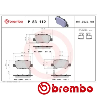 Kočione pločice zadnje TOYOTA AVENSIS 1.6-2.2D 112-177 11.08-10.18 Brembo
