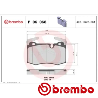 Kočione pločice prednje MINI R56 R57 R58 R59 1.6 1.6D 2.0D 10.06-06.15 Brembo