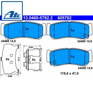 Kočione pločice zadnje Hyundai H-1 Santa Fé II 97-13 ATE