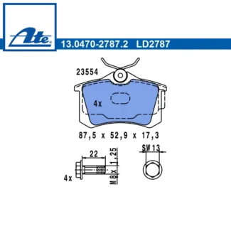 Kočione pločice zadnje ceramic Audi A1 A3 A4 83-07 ATE