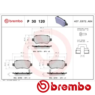 Kočione pločice zadnje KIA CEE'D PRO CEE'D 1.0-1.6D 05-18 Brembo