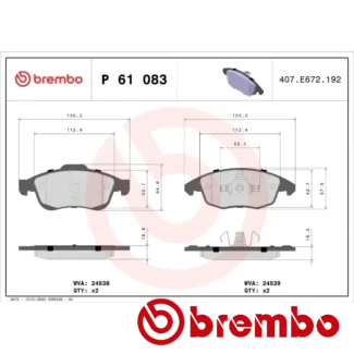 Kočione pločice prednje CITROEN DS 4 BERLINGO C4 I 1.2-Electric 02.00- Brembo