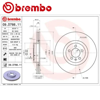Kočioni diskovi prednji par VW Polo 1.0/2.0 06-19 BREMBO
