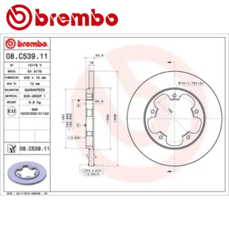 Kočioni diskovi zadnji par 2.0D/2.2D FORD TRANSIT V363 10-19 BREMBO