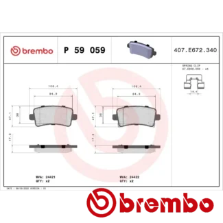 Kočione pločice zadnje BENTLEY FLYING SPUR OPEL INSIGNIA A 1.4-6.0 07-15 Brembo