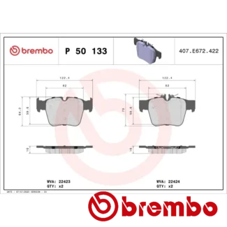 Kočione pločice zadnje MERCEDES C W205 2.0-Electric 04-23 Brembo