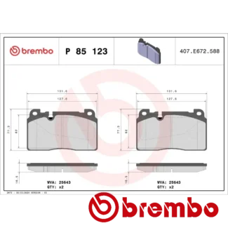 Kočione pločice prednje AUDI A6 C7 A7 Q5 PORSCHE MACAN 1.8-4.0 10-08 Brembo