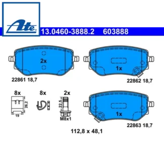 Kočione pločice zadnje Mercedes X Nissan Navara 2.3D 14- ATE