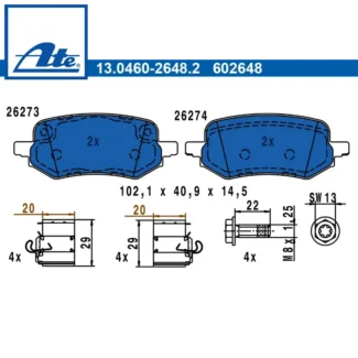 Kočione pločice zadnje Ford Puma 1.0-1.5D 19- ATE