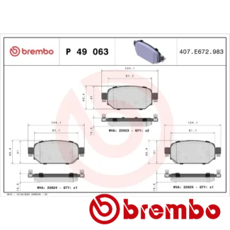 Kočione pločice zadnje MAZDA 3 CX-3 1.5-2.2D 07-13 Brembo